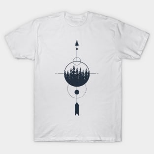 Inspirational Illustration With Arrow And Mountains In Geometric Style T-Shirt